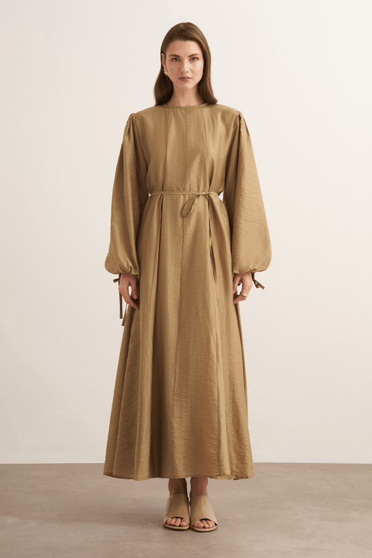 Jasmine Cup Stitch Long Dress Olive