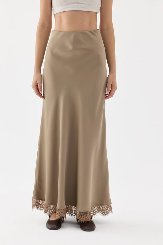 Raisa Satin Skirt, Mink