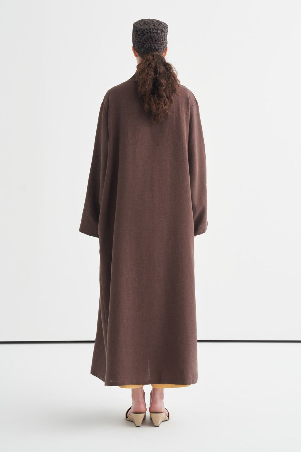 Celes Collar Detail Linen Kimono in Royal Blue