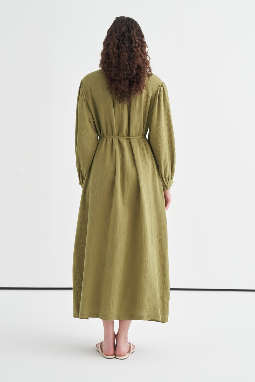 Teti Full-Length Buttoned Muslin Dress