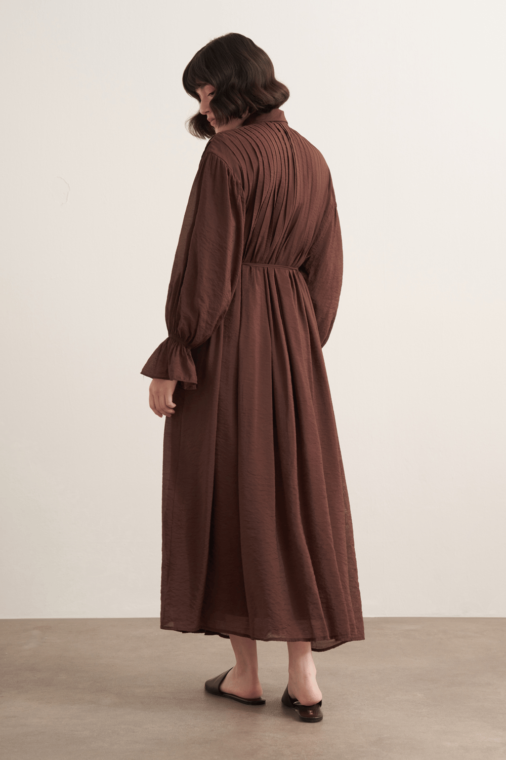 Talia Ribbed Detail Dress, Mink