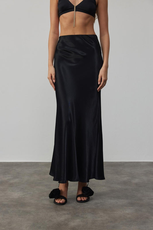 Ross Satin Skirt Black