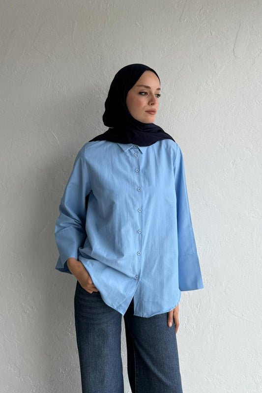 Hola Poplin Shirt Blue