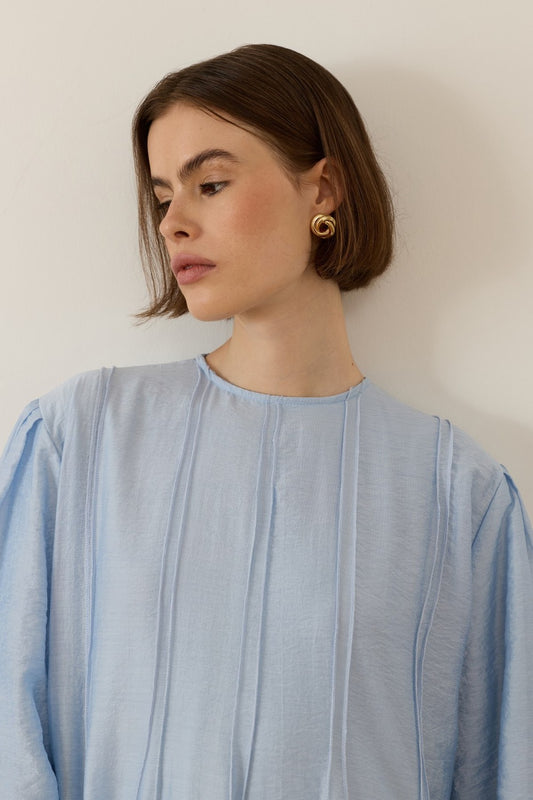 Monroe Ribbed Stitch Long Dress Blue