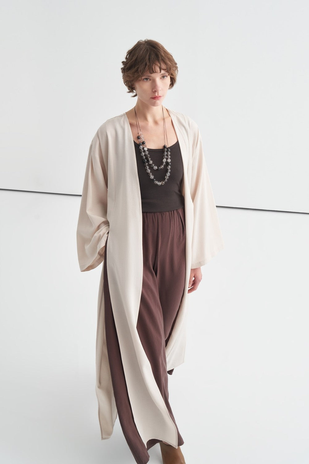 Daria Kimono with Slit Detail, Khaki