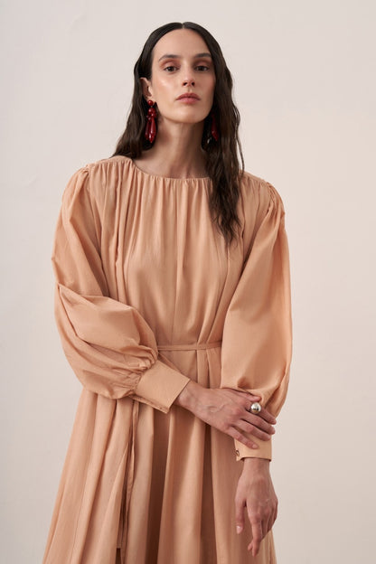 Shirin Voile Long Dress Dark Brown