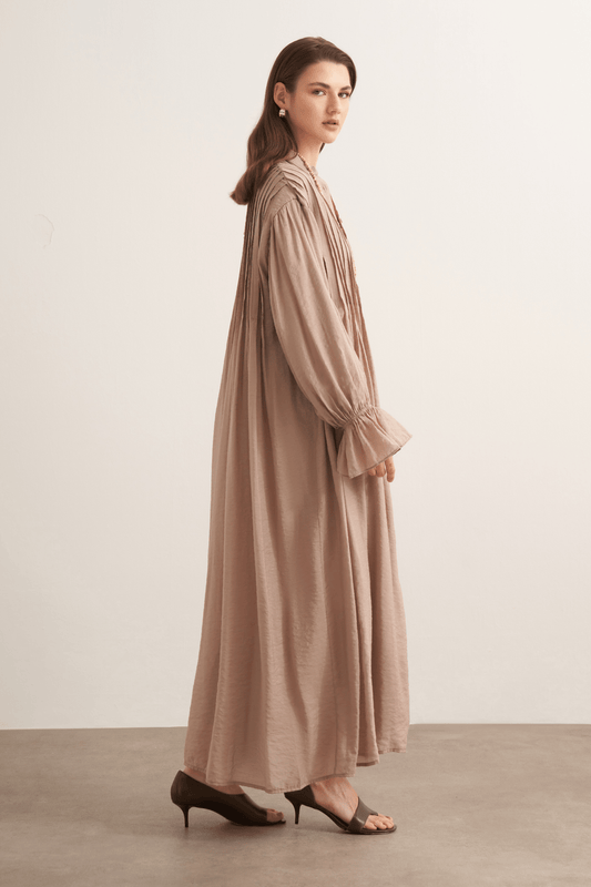 Talia Ribbed Detail Dress, Mink