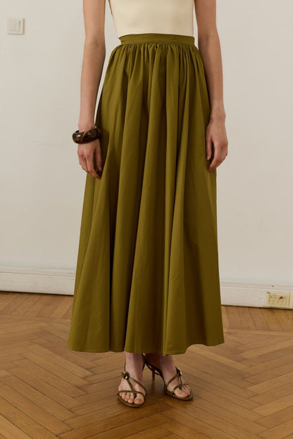 Aria Pleated Poplin Skirt Red