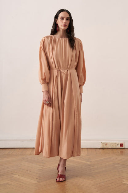 Shirin Voile Long Dress Dark Brown