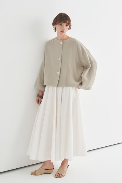 Cara Mother-of-Pearl Buttoned Muslin Jacket Butter