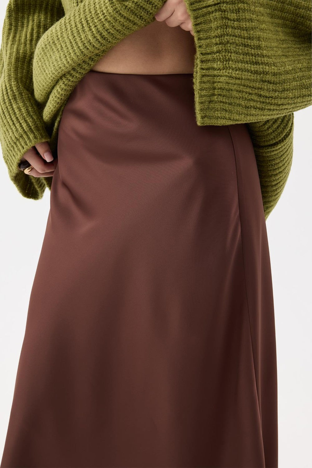 Raisa Satin Skirt, Mink
