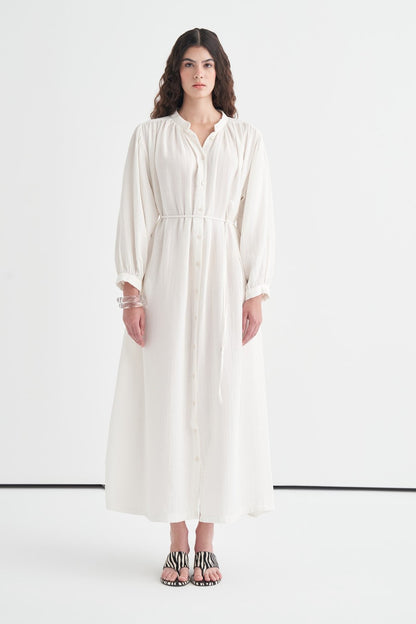 Teti Full-Length Buttoned Muslin Dress