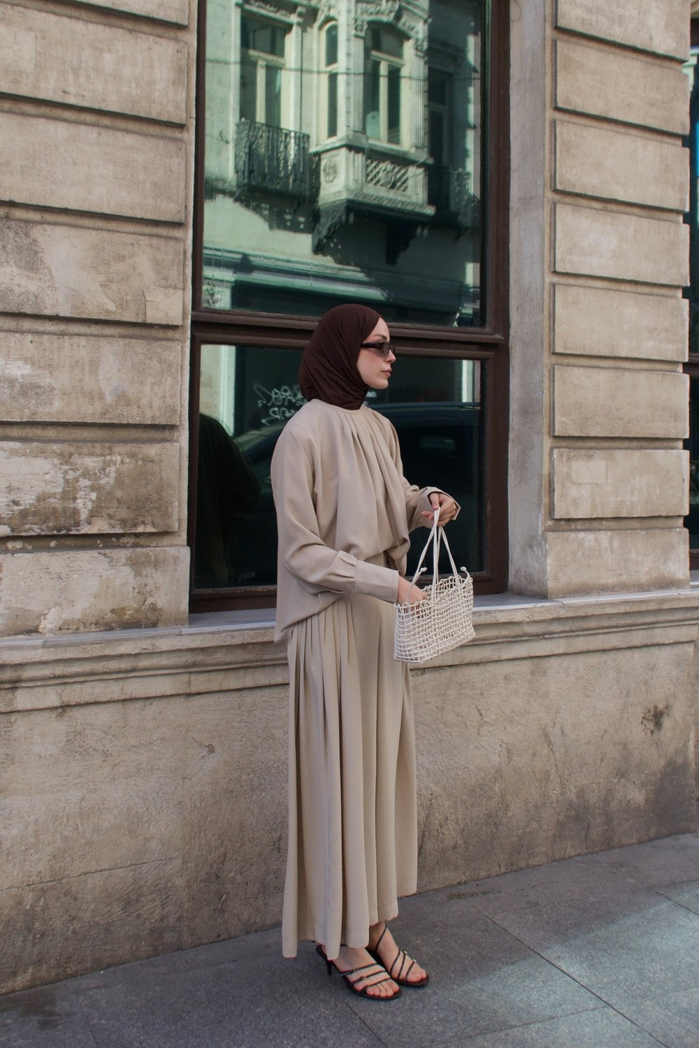 Nezha Pile Detail Pants Set Latte