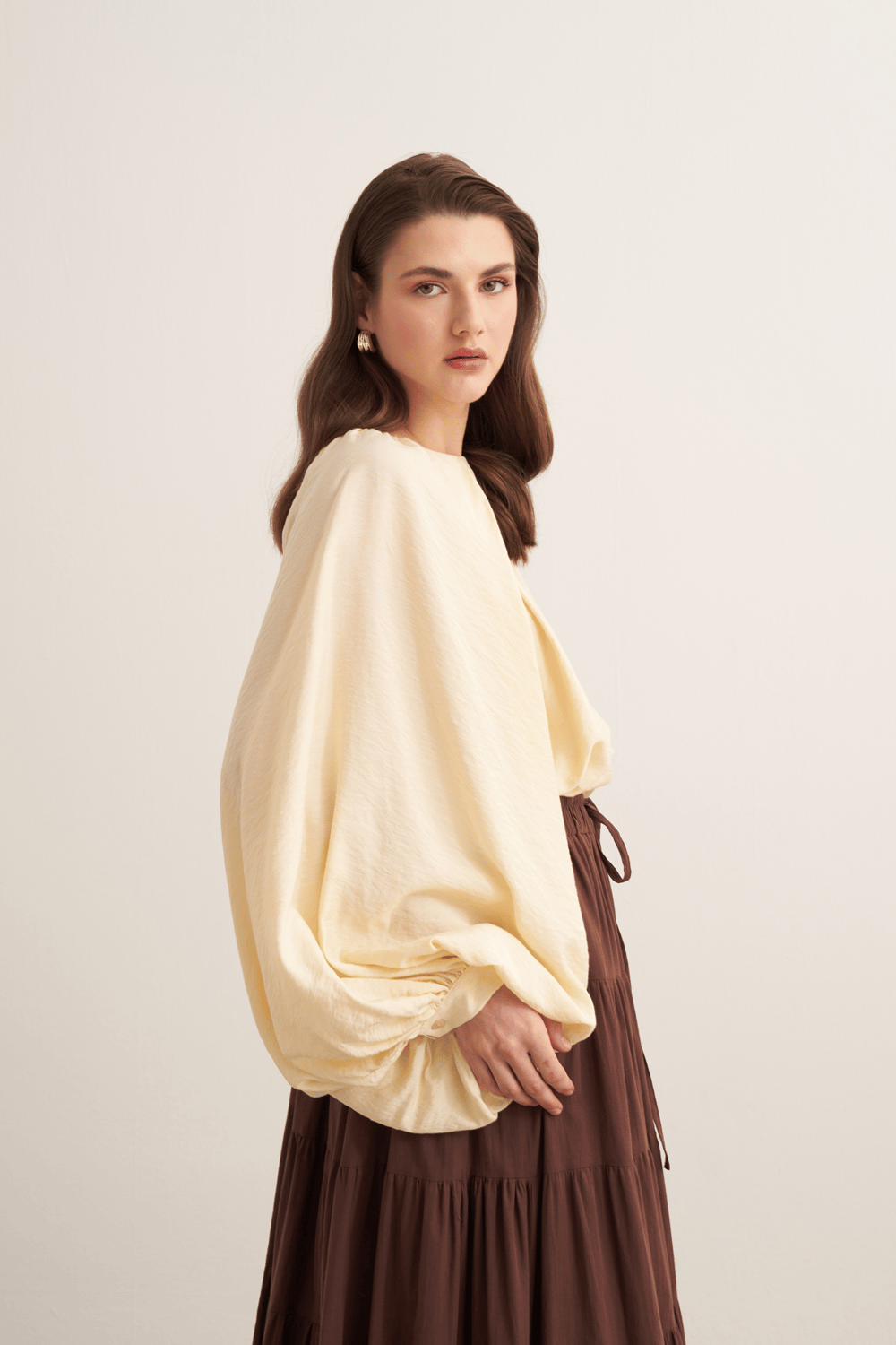 Dolares Balloon Sleeve Blouse Olive