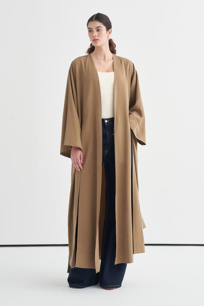Daria Kimono with Slit Detail, Khaki