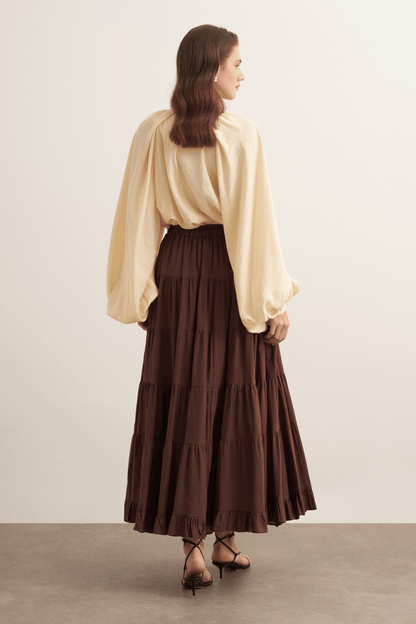 Dolares Balloon Sleeve Blouse Olive