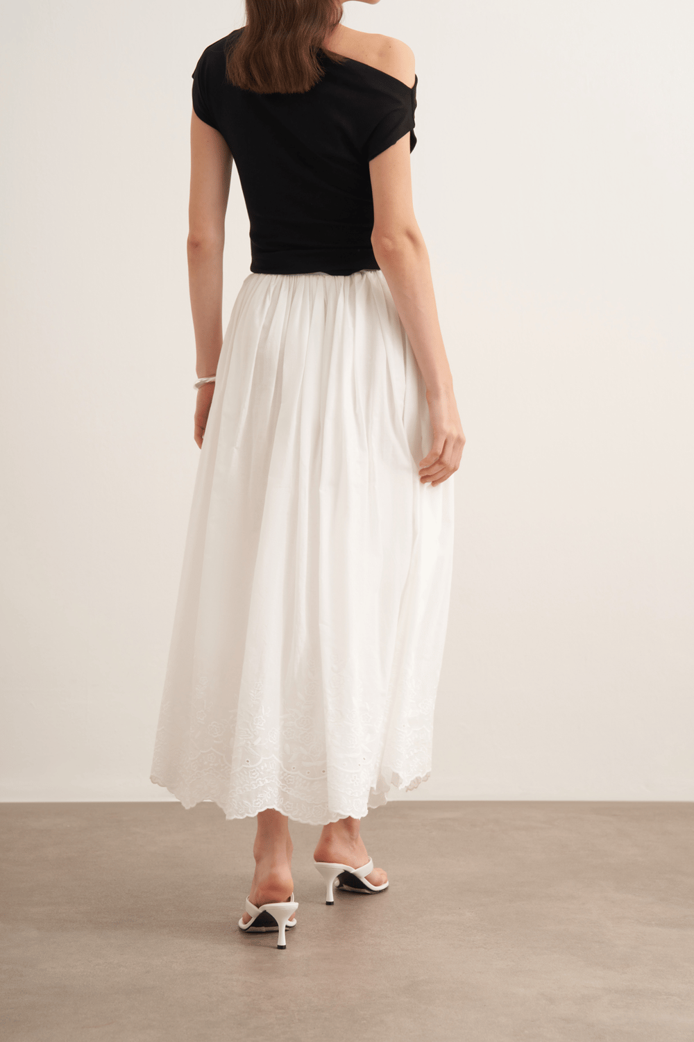Aubree Embroidered Voile Skirt White
