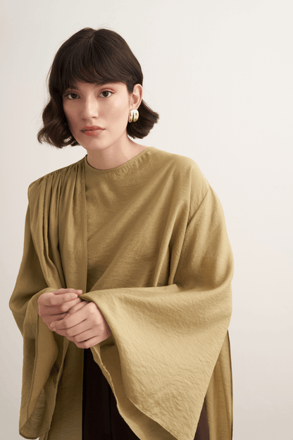 Nova Shawl Form Blouse Olive
