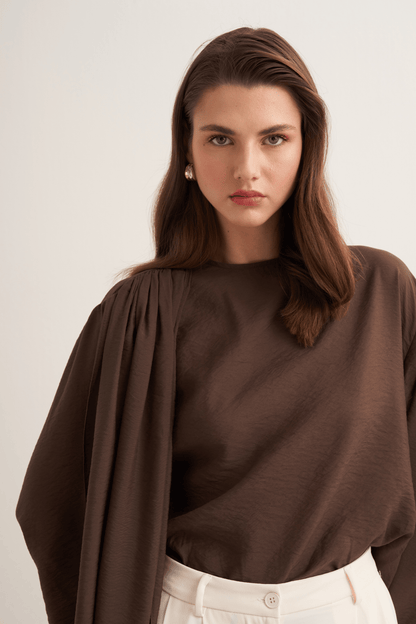 Nova Shawl Form Blouse Olive
