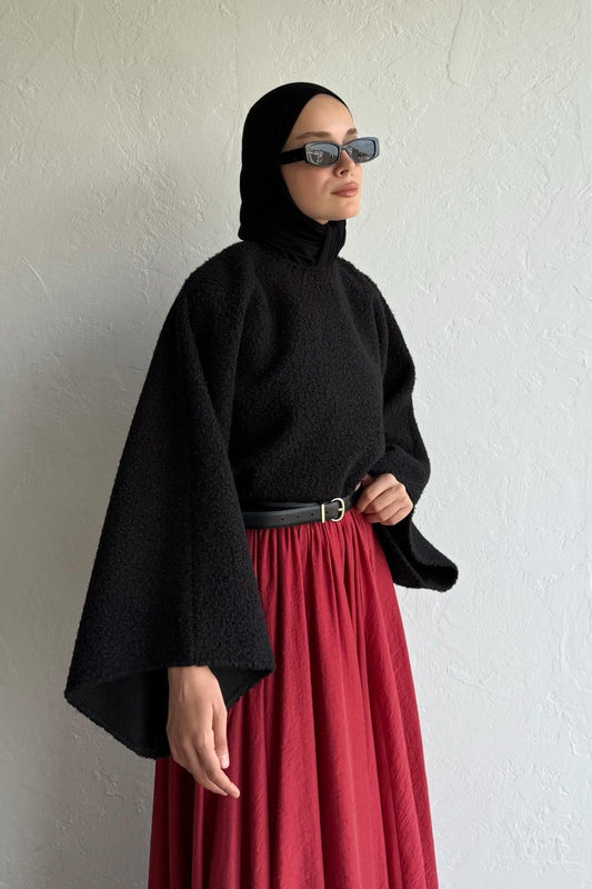 Scarlet Bouclé Blouse Black