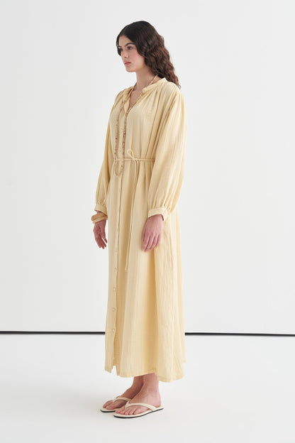 Teti Full-Length Buttoned Muslin Dress