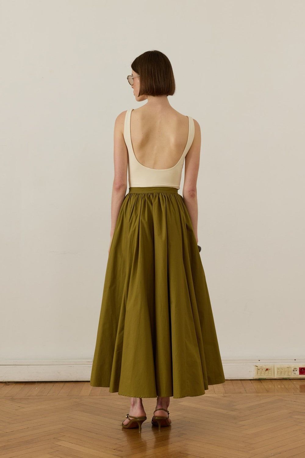 Aria Pleated Poplin Skirt Red