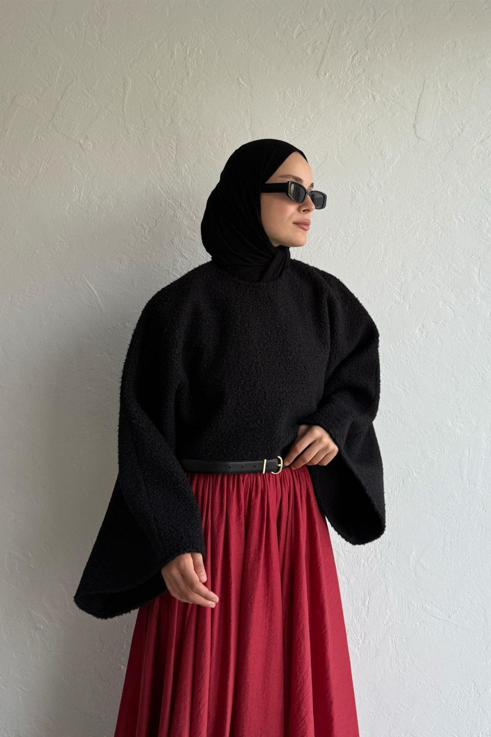 Scarlet Bouclé Blouse Black