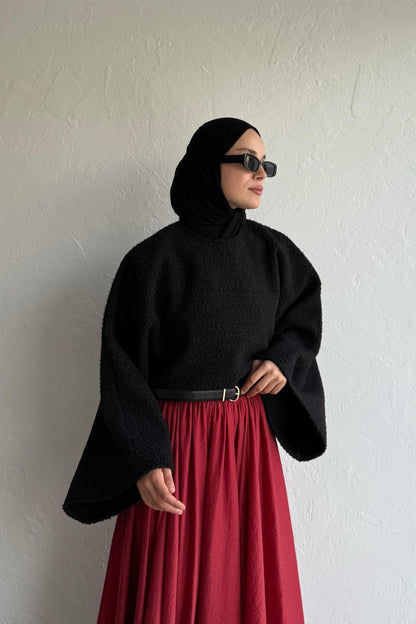 Scarlet Bouclé Blouse Black