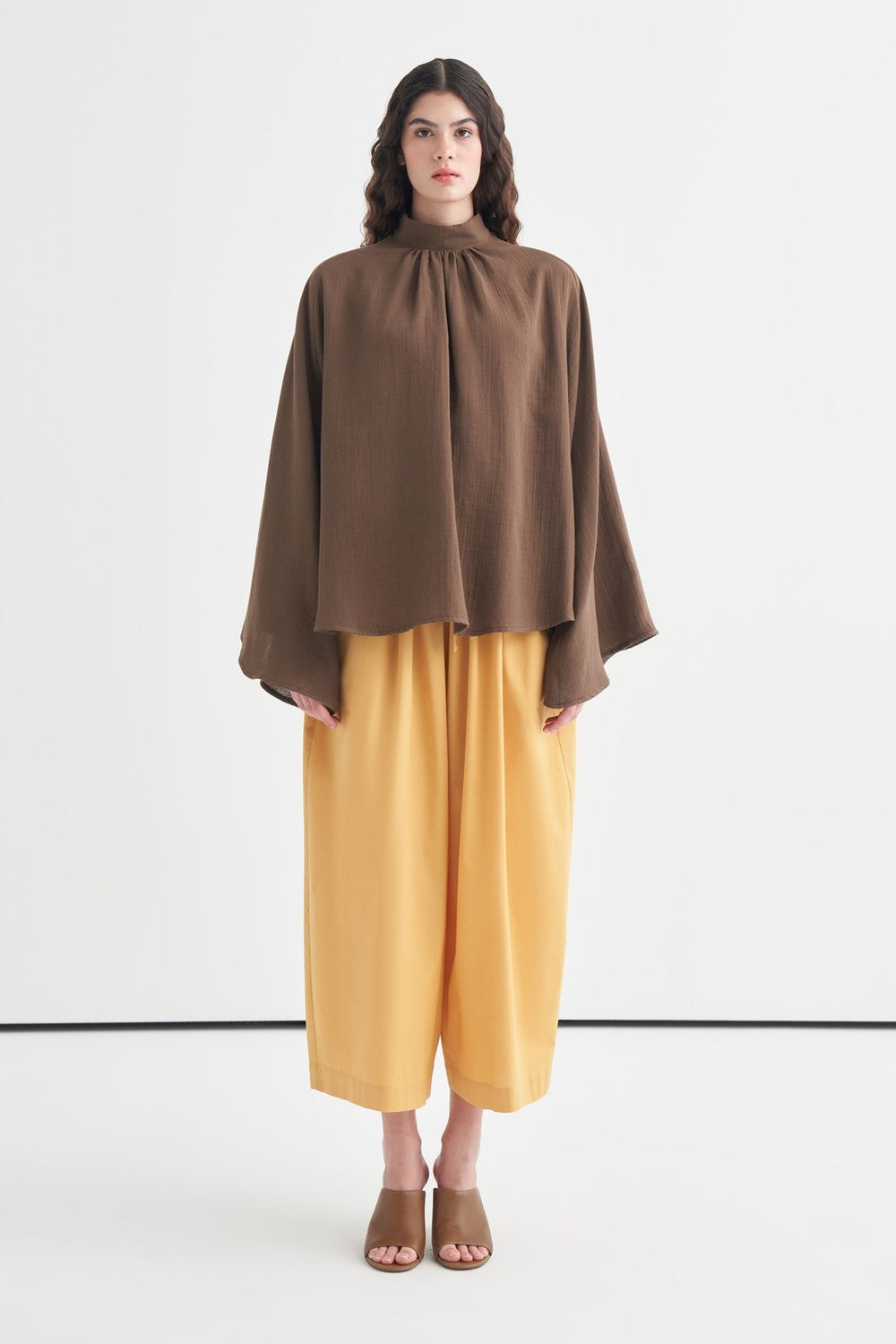 Helena High Neck Muslin Blouse Soft Green