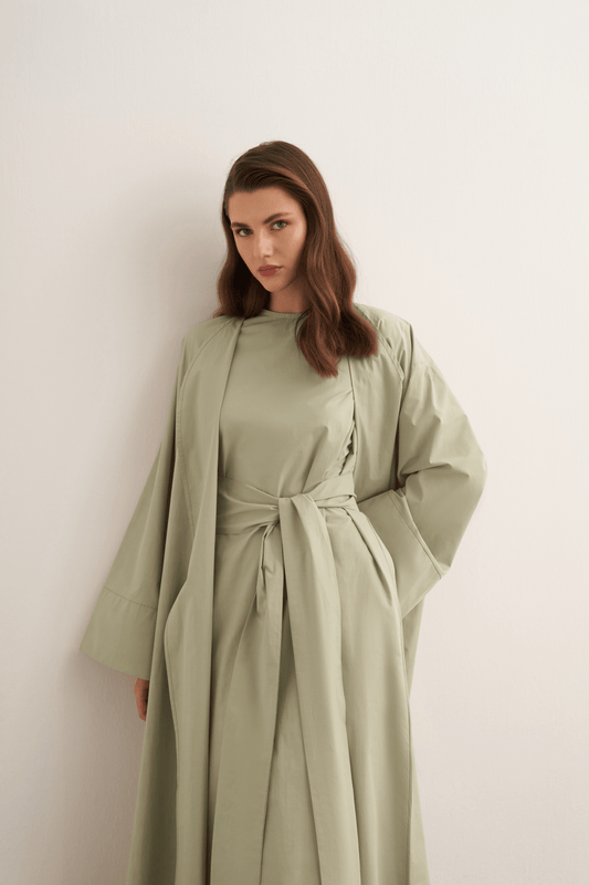 Inessa Premium Long Kimono Set, Soft Green