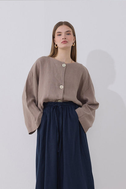 Mona Linen Jacket Beige