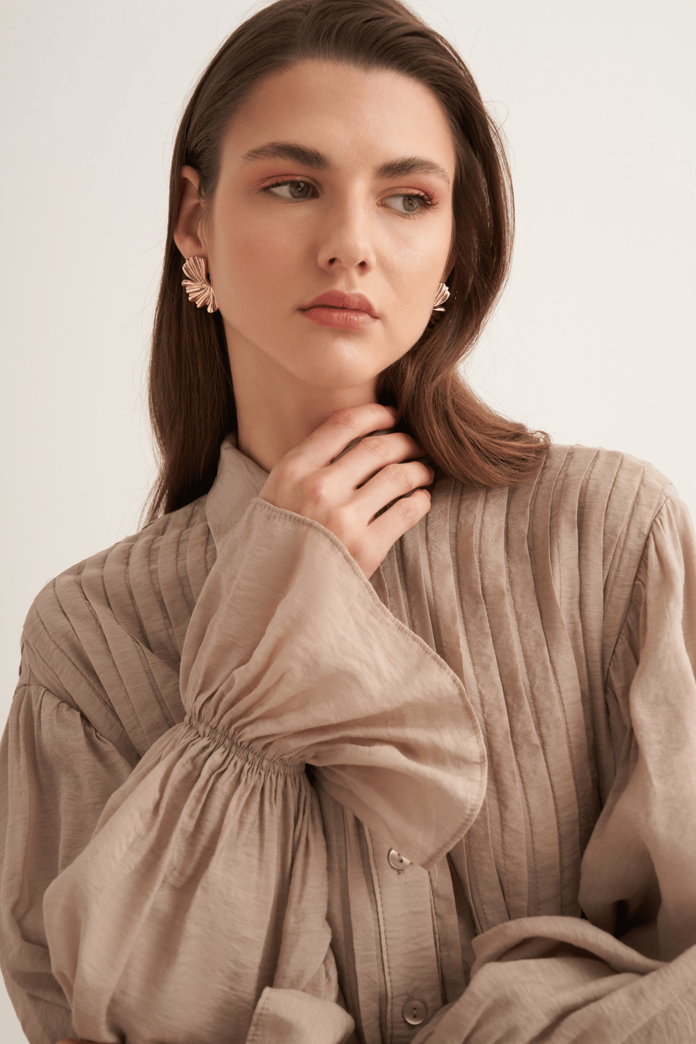 Talia Ribbed Detail Dress, Mink