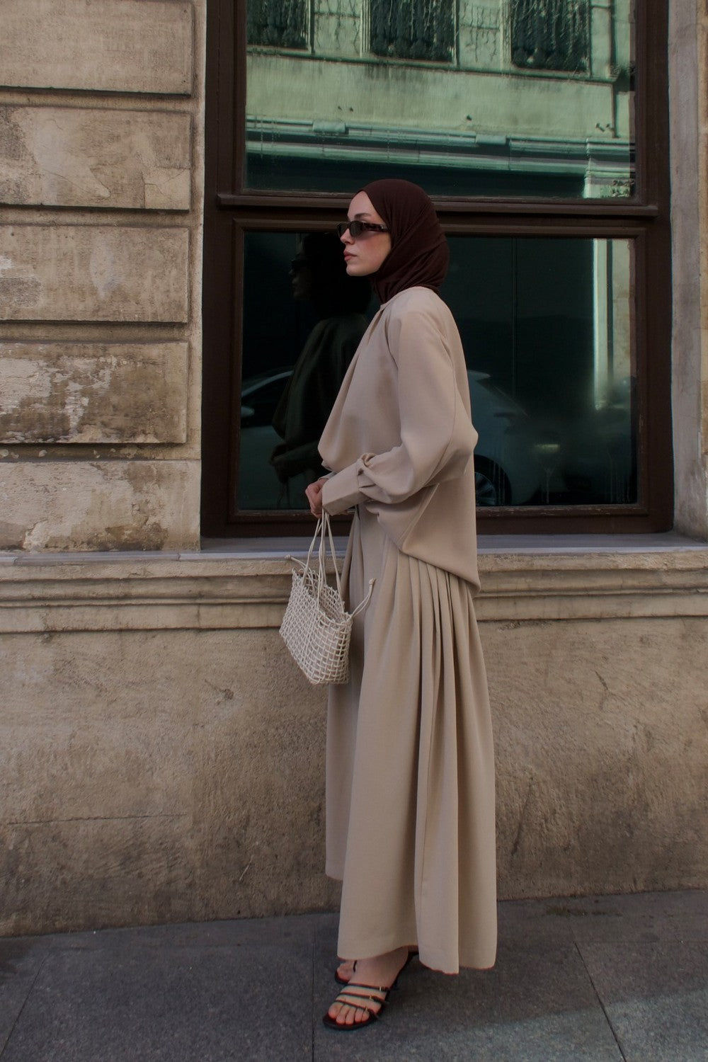 Nezha Pile Detail Pants Set Latte
